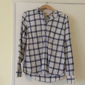 J.Crew white and blue flannel shirt - M